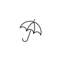 concept de voyage, de vacances et de vacances d'été. symbole de contour vectoriel pour les sites, la publicité, les magasins, etc. icône de ligne de parapluie