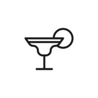 signes de cocktail d'été. symbole de vecteur dessiné dans un style plat avec une ligne noire. parfait pour les publicités, les sites Web, les menus des cafés et des restaurants. icône de tranche de fruit en cocktail