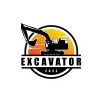 modèle de logo d'excavatrice, logo d'équipement lourd pour la construction vecteur