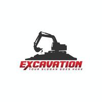 modèle de logo d'excavatrice, logo d'équipement lourd pour la construction vecteur