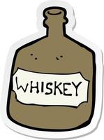 autocollant d'une vieille bouteille de whisky de dessin animé vecteur