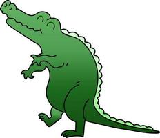 crocodile de dessin animé ombragé dégradé excentrique vecteur