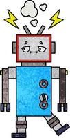 robot de dessin animé de texture grunge rétro vecteur