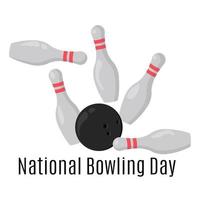 journée nationale du bowling, concept de bannière ou carte de vœux vecteur