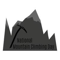 journée nationale de l'alpinisme, silhouette de montagnes et pioche vecteur