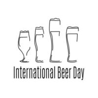 journée internationale de la bière, contours de verres à bière de différentes formes et tailles pour affiche ou bannière vecteur