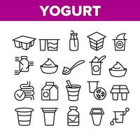 icônes de collection de nutrition laitière yaourt set vector