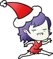 dessin animé dégradé d'une fille vampire mort-vivant portant un bonnet de noel vecteur