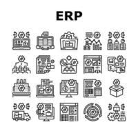 icônes de planification des ressources d'entreprise erp définies vecteur