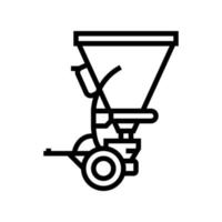 illustration vectorielle de l'icône de la ligne d'équipement agricole du semoir de diffusion vecteur