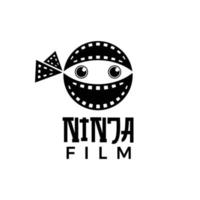 modèle de logo de film ninja unique et simple vecteur