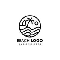 plage, mer, coucher de soleil, lever du soleil, illustration vectorielle de logo design vecteur