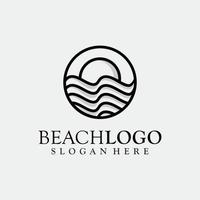 plage, mer, coucher de soleil, lever du soleil, illustration vectorielle de logo design vecteur