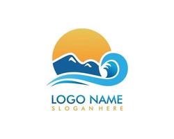 plage, mer, coucher de soleil, lever du soleil, illustration vectorielle de logo design vecteur