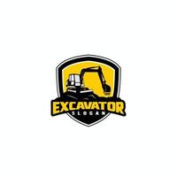 modèle de logo d'excavatrice, logo d'équipement lourd pour la construction vecteur