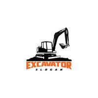 modèle de logo d'excavatrice, logo d'équipement lourd pour la construction vecteur