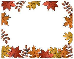 cadre fait de feuilles d'automne dessinées à la main. illustration d'automne, arrière-plan, vecteur