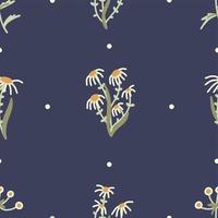 motif floral mignon vectorielle continue avec des fleurs de marguerite. texture botanique moderne dans un style scandinave pour l'impression. fond floristique dessiné à la main vecteur