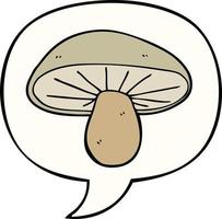 champignon de dessin animé et bulle de dialogue vecteur