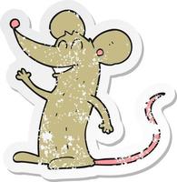 autocollant rétro en détresse d'une souris de dessin animé vecteur