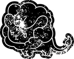 icône grunge kawaii mignon lionceau vecteur