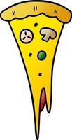 doodle cartoon dégradé d'une tranche de pizza vecteur