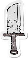 autocollant en détresse d'un couteau de dessin animé vecteur