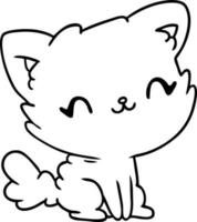 dessin au trait mignon chat moelleux kawaii vecteur