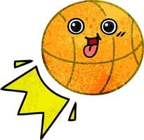 basket-ball de dessin animé de texture grunge rétro vecteur
