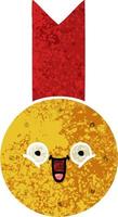 médaille d'or de dessin animé de style illustration rétro vecteur