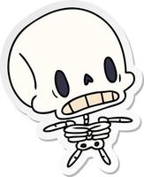 autocollant dessin animé kawaii mignon squelette mort vecteur