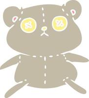dessin animé d'un mignon ours en peluche cousu vecteur