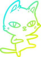ligne de gradient froid dessinant un chat de dessin animé dansant vecteur
