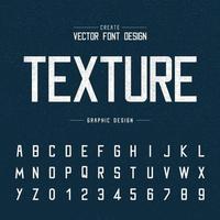 vecteur de police et d'alphabet, conception de lettre de craie et texture graphique sur fond bleu foncé