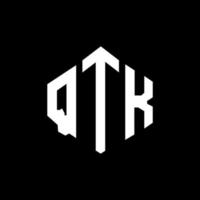 création de logo de lettre qtk avec forme de polygone. création de logo en forme de polygone et de cube qtk. modèle de logo vectoriel qtk hexagone couleurs blanches et noires. monogramme qtk, logo d'entreprise et immobilier.