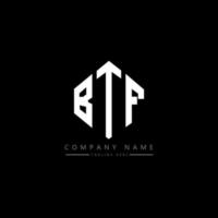 création de logo de lettre btf avec forme de polygone. création de logo en forme de polygone et de cube btf. modèle de logo vectoriel btf hexagone couleurs blanches et noires. monogramme btf, logo d'entreprise et immobilier.