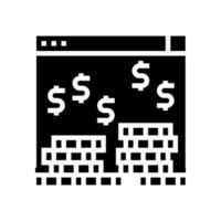 gagner de l'argent dans l'illustration vectorielle d'icône de glyphe internet vecteur