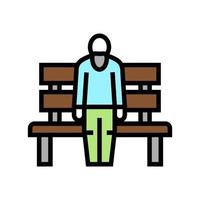 homme âgé assis sur un banc couleur icône illustration vectorielle vecteur