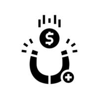 magnétique attirant l'argent glyphe icône illustration vectorielle vecteur