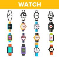 montres, gadgets vector set d'icônes de fine ligne