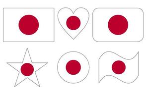 drapeau du japon en illustration vectorielle de six formes vecteur