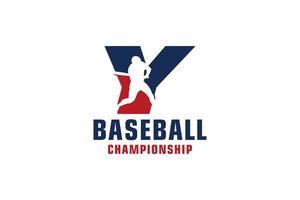 lettre y avec création de logo de baseball. éléments de modèle de conception de vecteur pour l'équipe sportive ou l'identité d'entreprise.