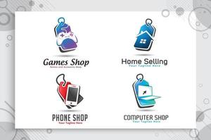 ensemble de logo vectoriel d'étiquette de prix à la maison avec un concept de style moderne et simple pour le service de boutique en ligne d'application.
