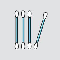 illustration vectorielle d'icône de ligne de bourgeons de coton. écouvillons en plastique bleu. illustration vectorielle vecteur
