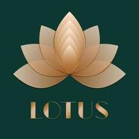 logo de fleur de lotus d'or, icône, carte de voeux sur fond blanc. illustration vectorielle. vecteur