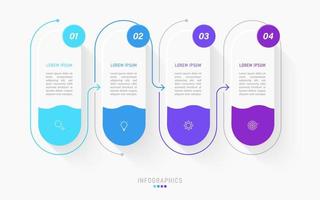 modèle de conception d'étiquettes infographiques vectorielles avec icônes et 4 options ou étapes. peut être utilisé pour le diagramme de processus, les présentations, la mise en page du flux de travail, la bannière, l'organigramme, le graphique d'informations. vecteur