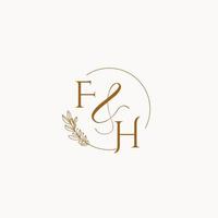 logo monogramme de mariage initial fh vecteur