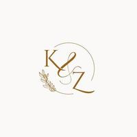 logo monogramme de mariage initial kz vecteur