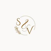 logo monogramme de mariage initial sv vecteur