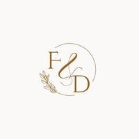 fd logo monogramme de mariage initial vecteur